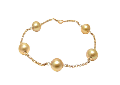 Gold Plated Womens Pearl Chain Bracelet